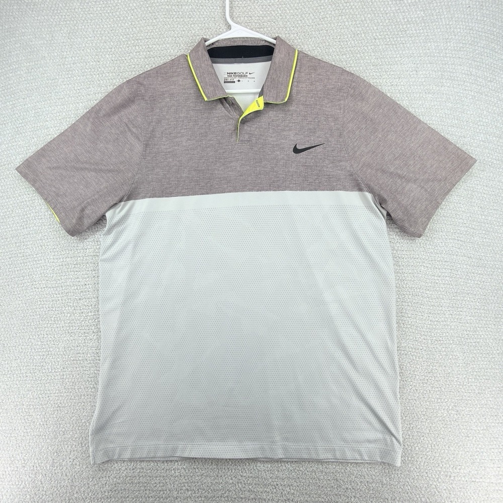 Nike Golf Tour Performance Polo Shirt Mens Large Gray Major Movement Stretch
